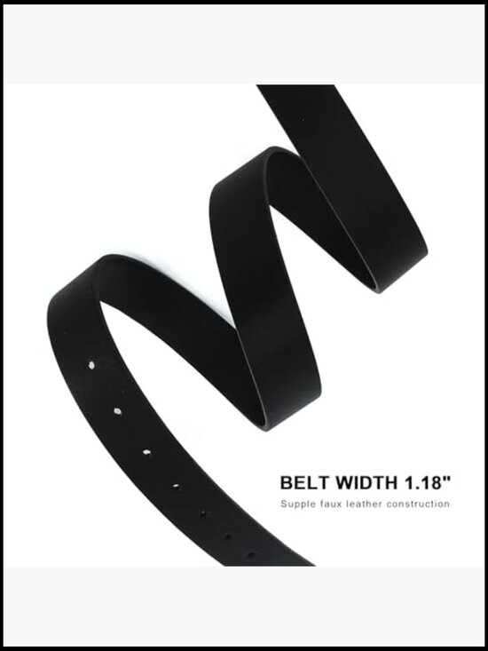Faux Leather Belt with Liquid Shapes Gold Buckle for Jeans Dresses main image 4
